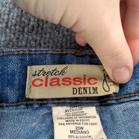 JMS Classic Stretch Denim Jeans Womens Plus Size 20W Blue 5-Pocket Stone Wash - Picture 10 of 13